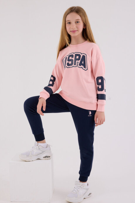 U.S. Polo Assn. Kız Çocuk Pamuklu Kışlık Regular Fit Pembe Eşofman Takımı US2321-C-V2 - 3