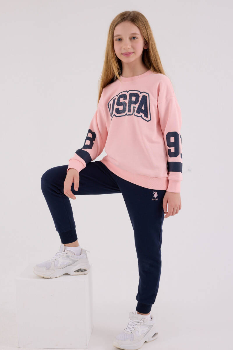 U.S. Polo Assn. Kız Çocuk Pamuklu Kışlık Regular Fit Pembe Eşofman Takımı US2321-C-V2 - 3