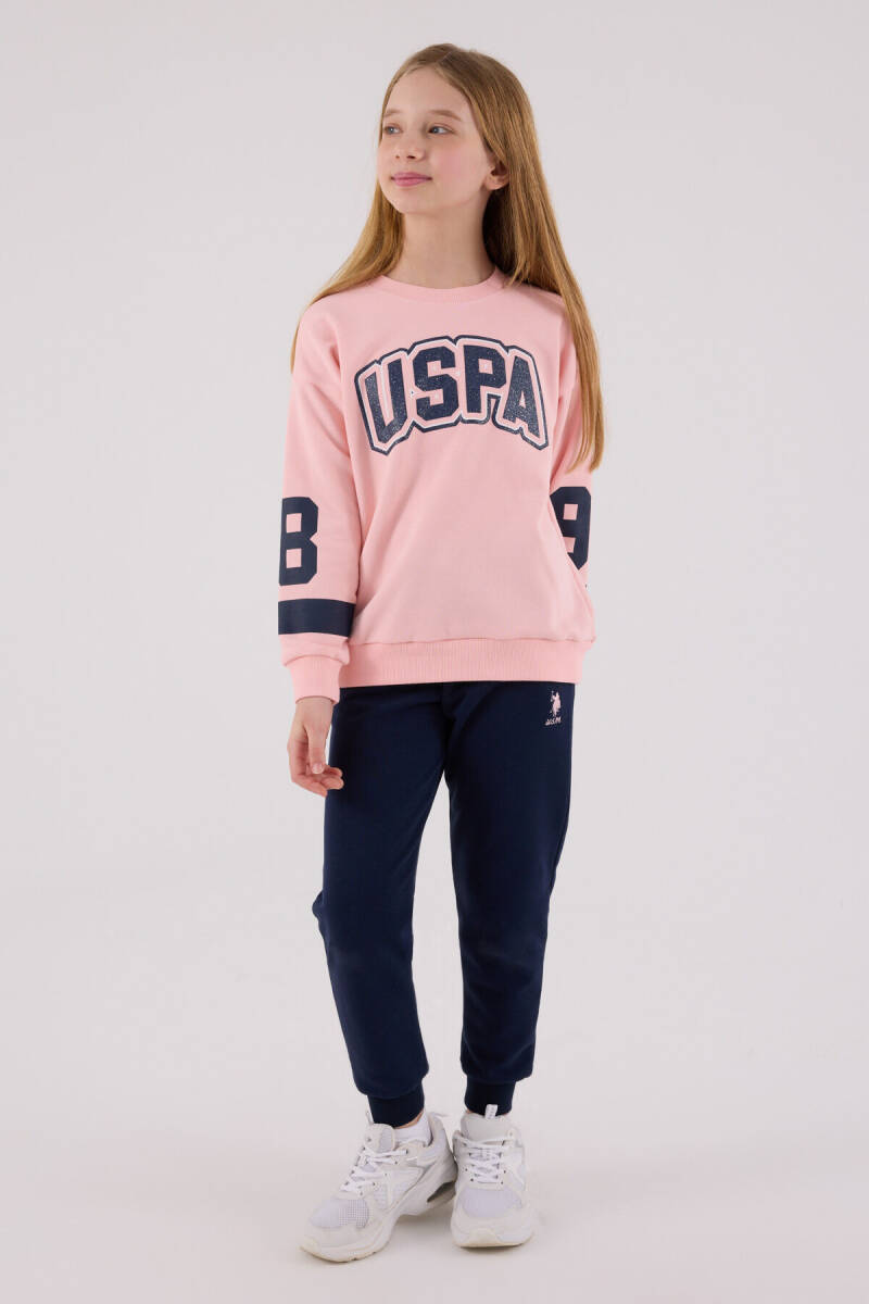 U.S. Polo Assn. Kız Çocuk Pamuklu Kışlık Regular Fit Pembe Eşofman Takımı US2321-C-V2 - 4