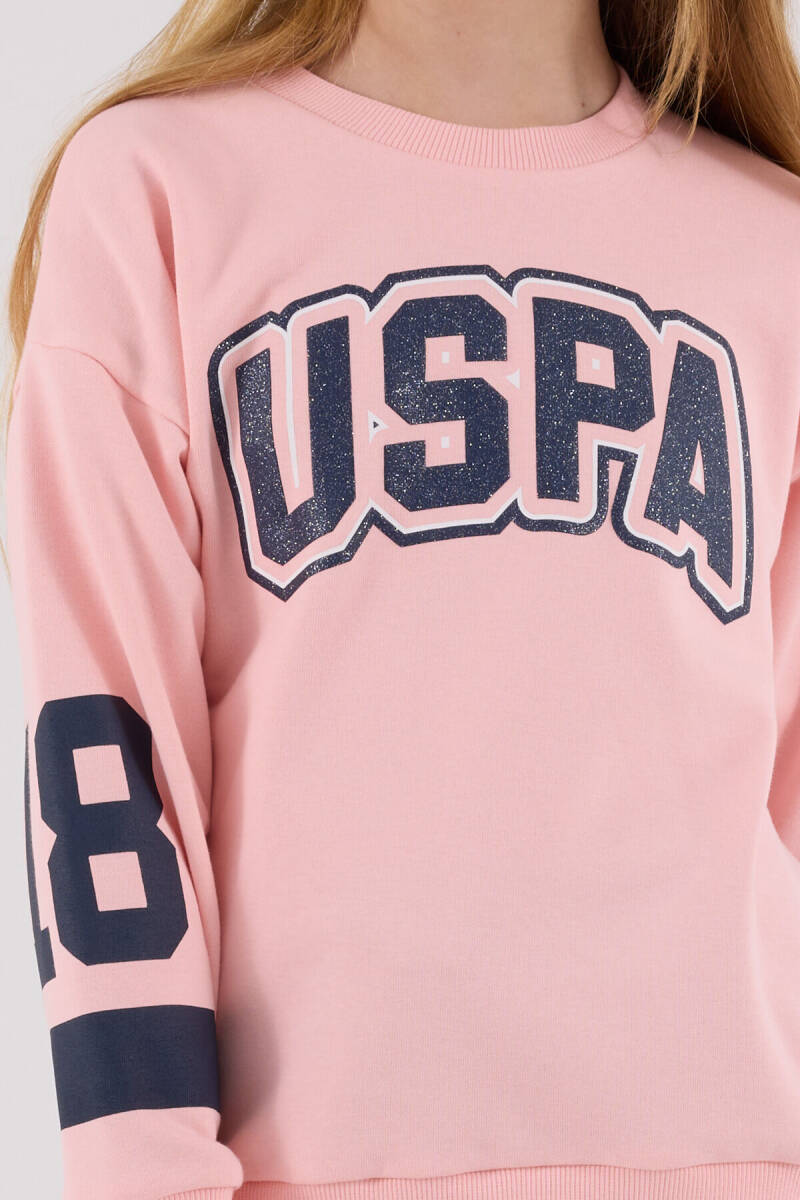 U.S. Polo Assn. Kız Çocuk Pamuklu Kışlık Regular Fit Pembe Eşofman Takımı US2321-C-V2 - 6