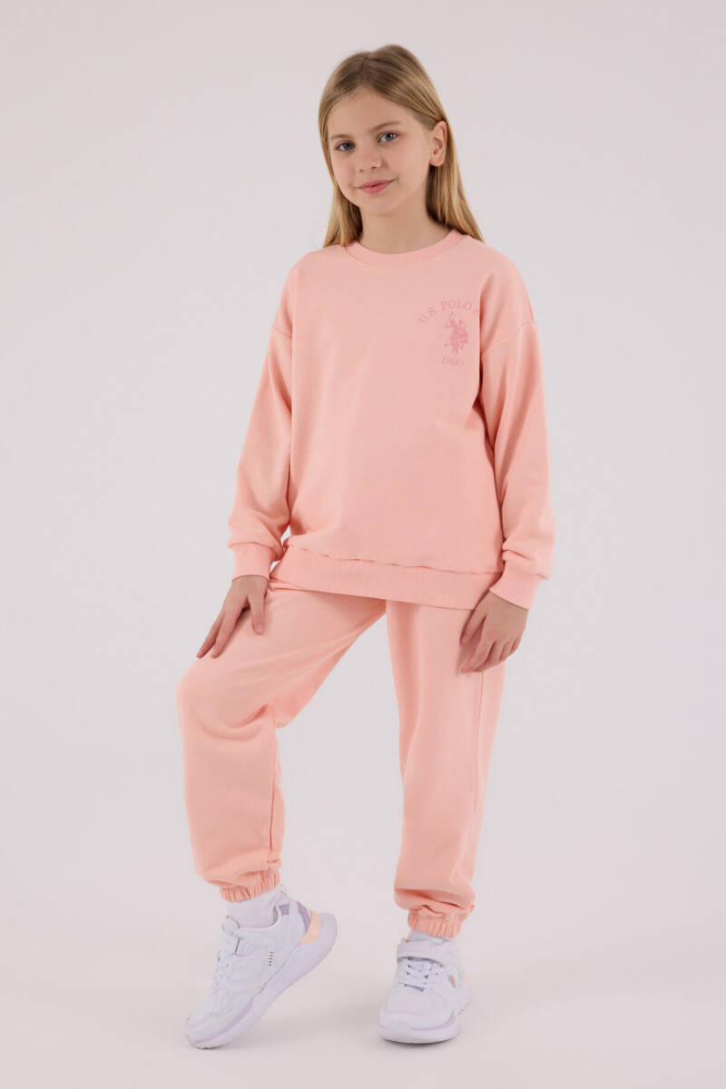 U.S. Polo Assn. Kız Çocuk Pamuklu Kışlık Regular Fit Turuncu Eşofman Takımı US2310-C-V2 - 3