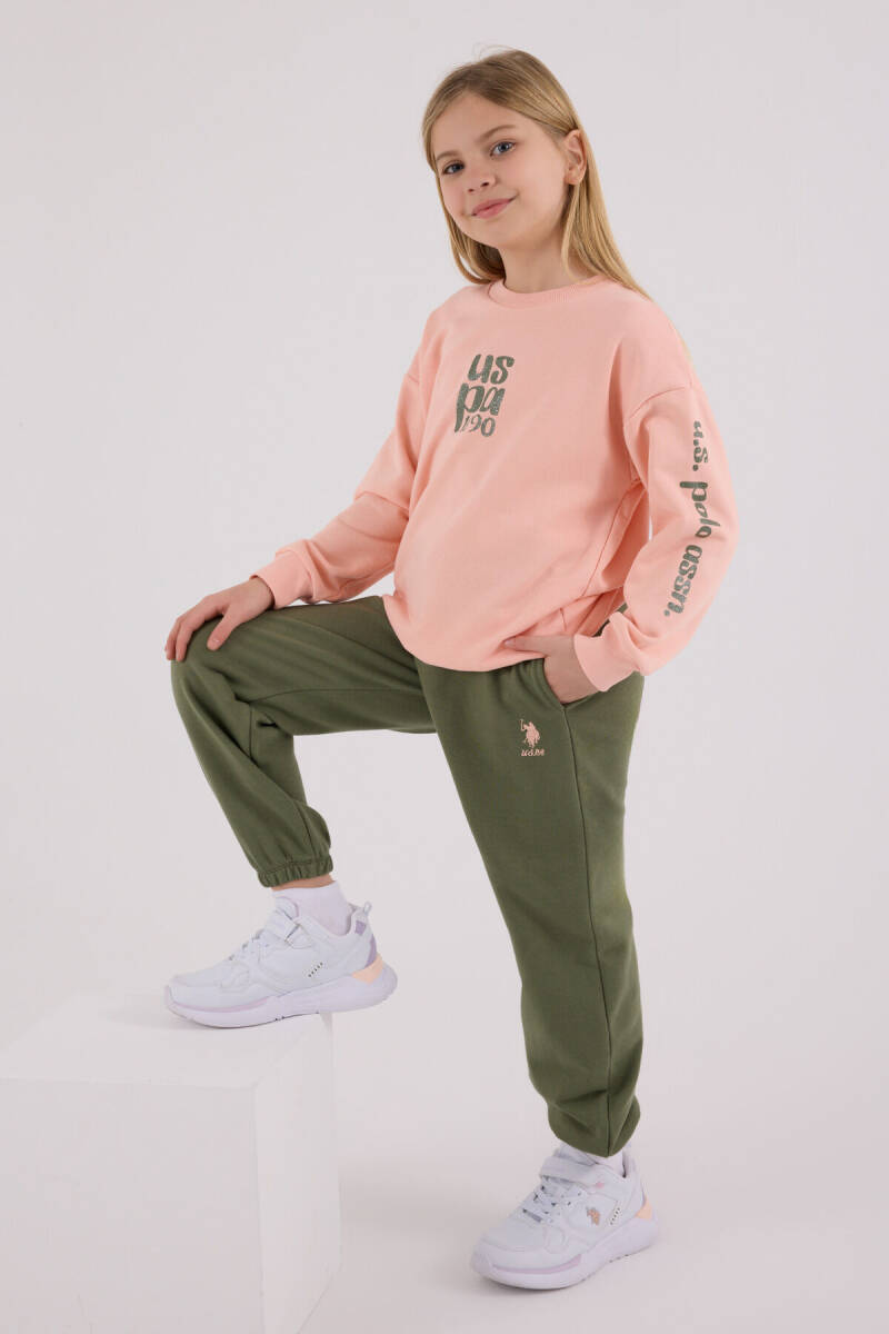 U.S. Polo Assn. Kız Çocuk Pamuklu Kışlık Regular Fit Turuncu Eşofman Takımı US2308-C-V2 - 2