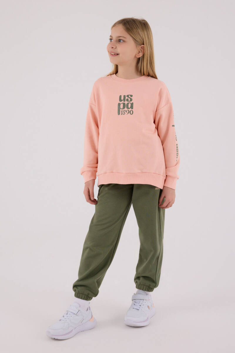 U.S. Polo Assn. Kız Çocuk Pamuklu Kışlık Regular Fit Turuncu Eşofman Takımı US2308-C-V2 - 3