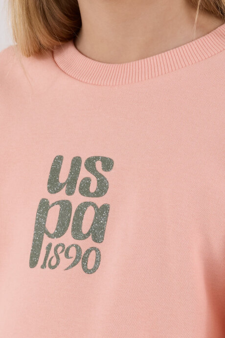 U.S. Polo Assn. Kız Çocuk Pamuklu Kışlık Regular Fit Turuncu Eşofman Takımı US2308-C-V2 - 6