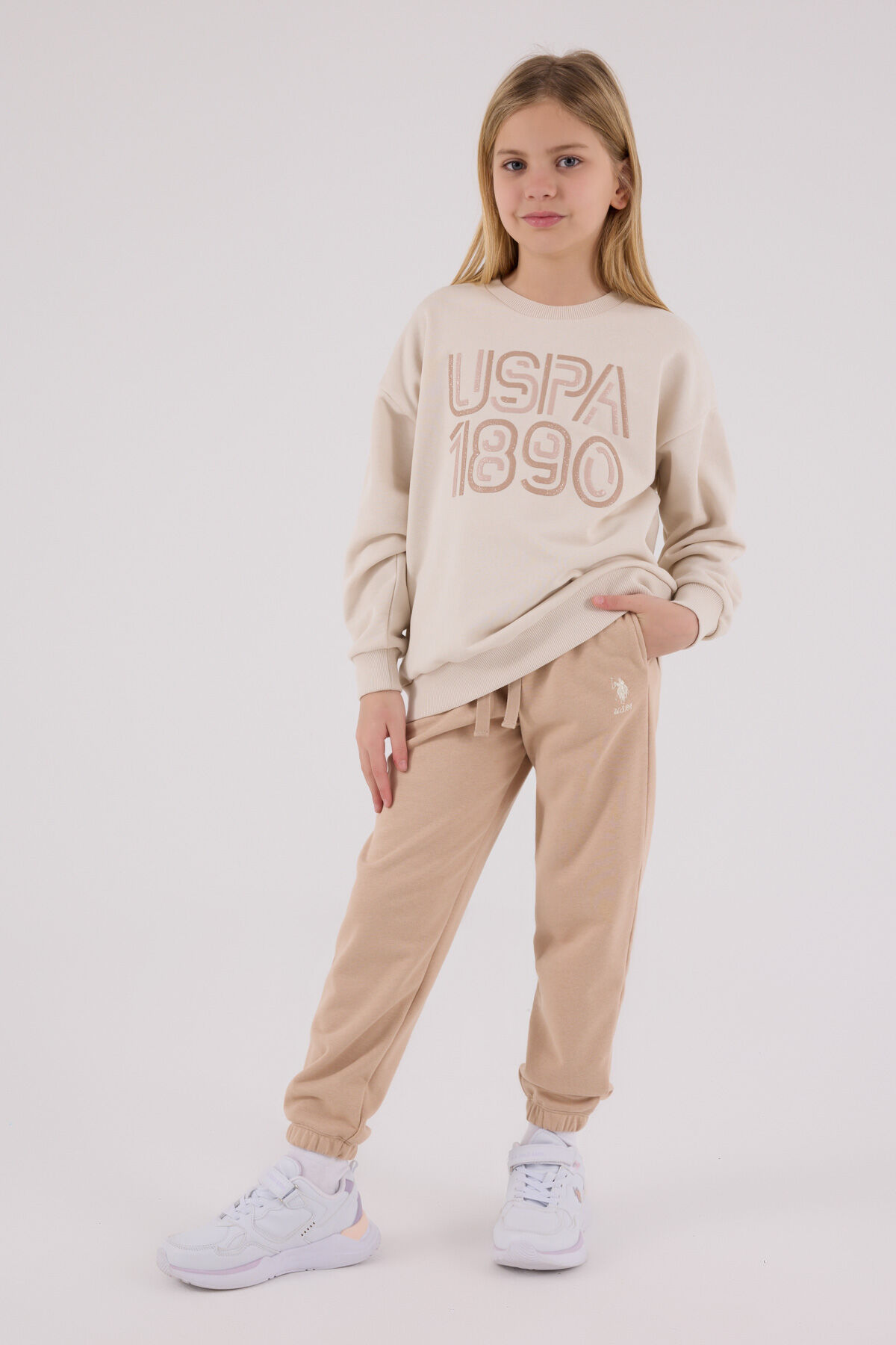 U.S. Polo Assn Kız Çocuk Krem Eşofman Takımı