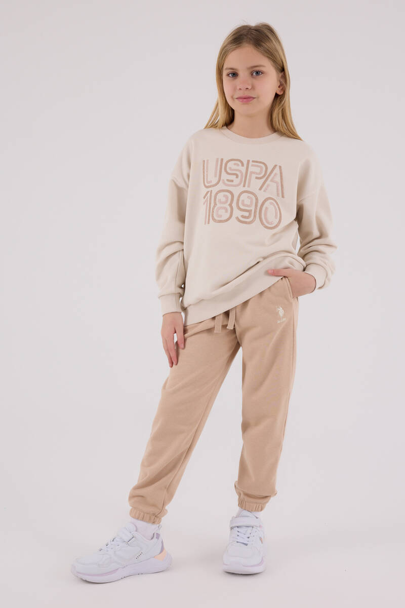 U.S. Polo Assn Kız Çocuk Krem Eşofman Takımı