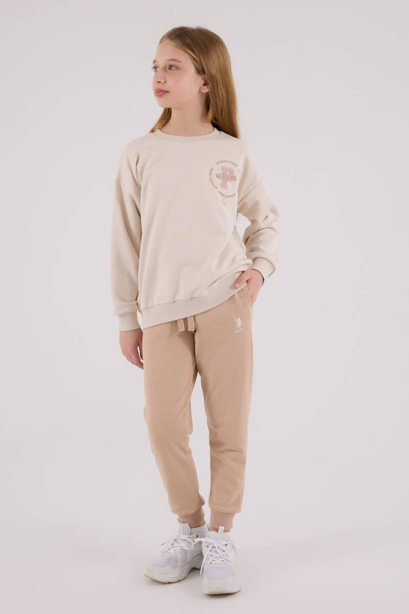 U.S. Polo Assn Kız Çocuk Krem Eşofman Takımı