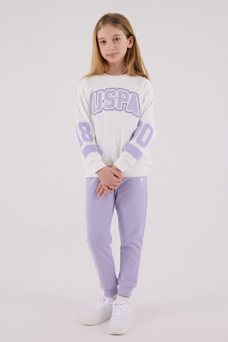 U.S. Polo Assn. Kız Çocuk Kışlık Regular Fit Beyaz Eşofman Takımı US2321-C-V1 - 3