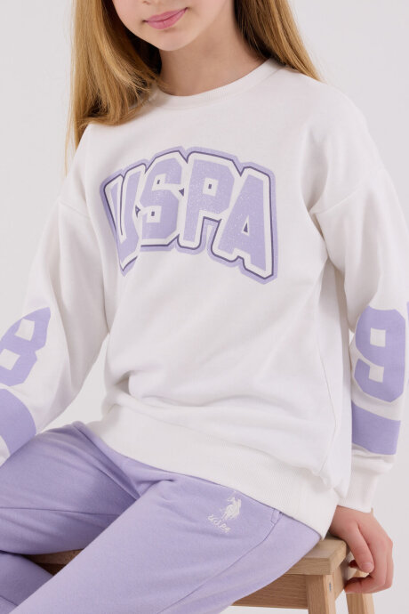 U.S. Polo Assn. Kız Çocuk Kışlık Regular Fit Beyaz Eşofman Takımı US2321-C-V1 - 4