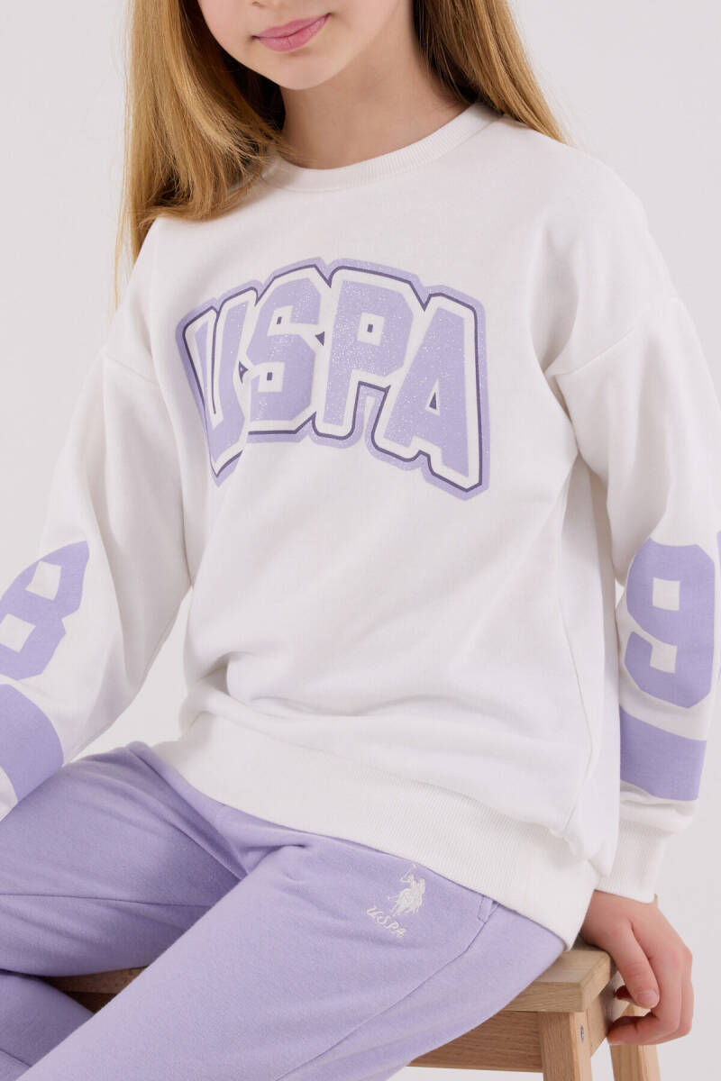 U.S. Polo Assn. Kız Çocuk Kışlık Regular Fit Beyaz Eşofman Takımı US2321-C-V1 - 4