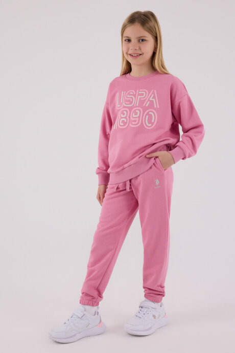 U.S. Polo Assn. Kız Çocuk Pamuklu Kışlık Regular Fit Pembe Eşofman Takımı US2311-C-V1 - 1