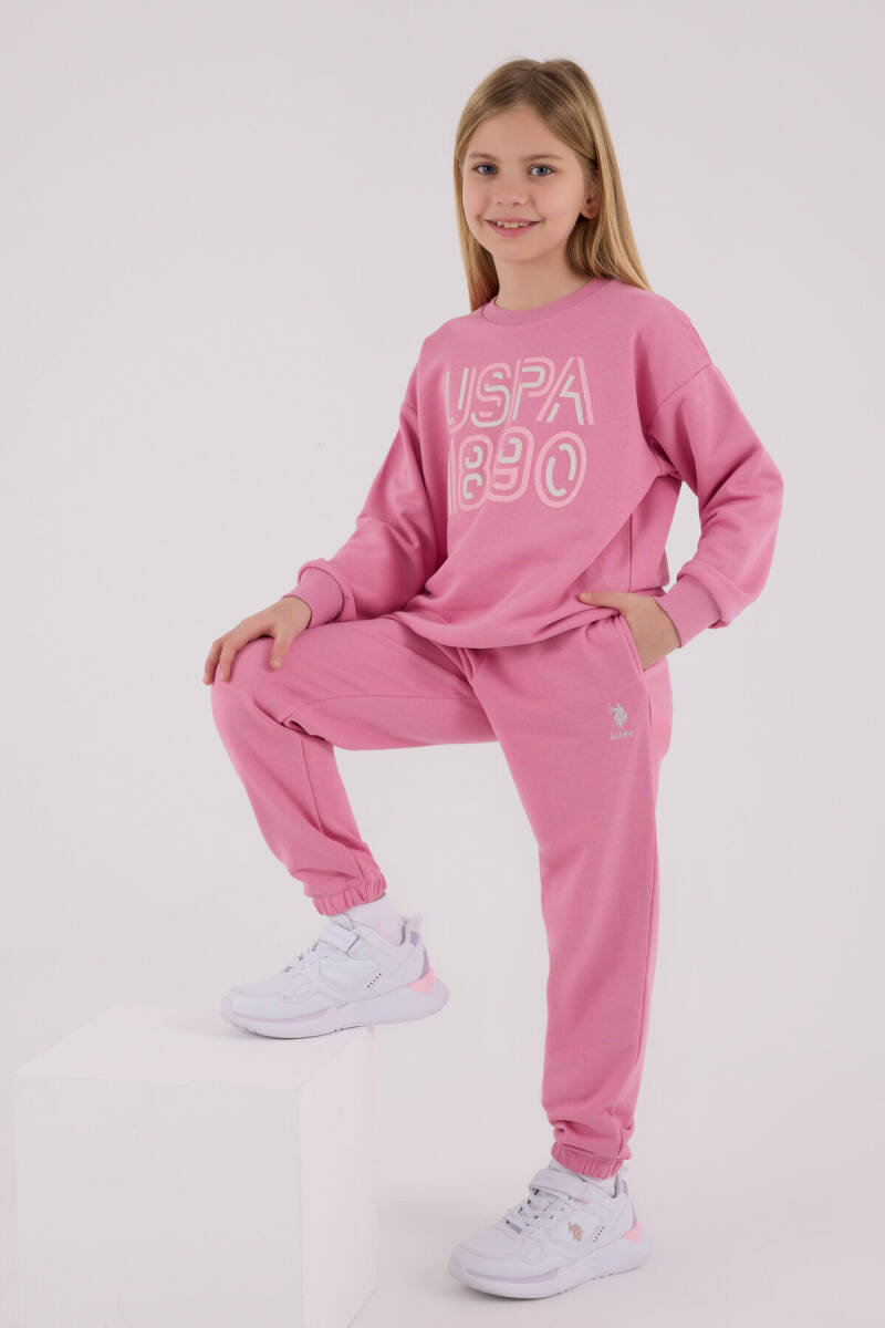 U.S. Polo Assn. Kız Çocuk Pamuklu Kışlık Regular Fit Pembe Eşofman Takımı US2311-C-V1 - 2