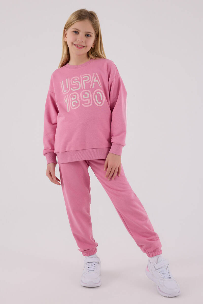 U.S. Polo Assn. Kız Çocuk Pamuklu Kışlık Regular Fit Pembe Eşofman Takımı US2311-C-V1 - 3