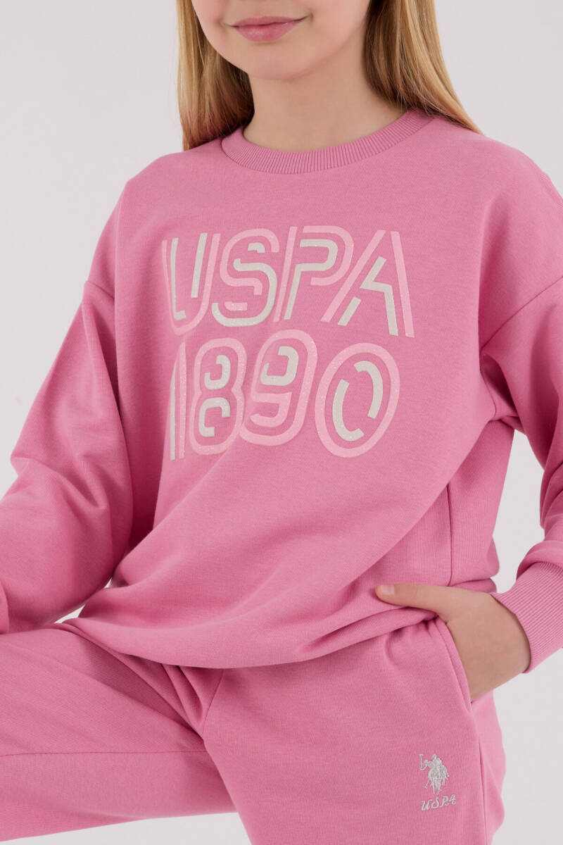 U.S. Polo Assn. Kız Çocuk Pamuklu Kışlık Regular Fit Pembe Eşofman Takımı US2311-C-V1 - 4