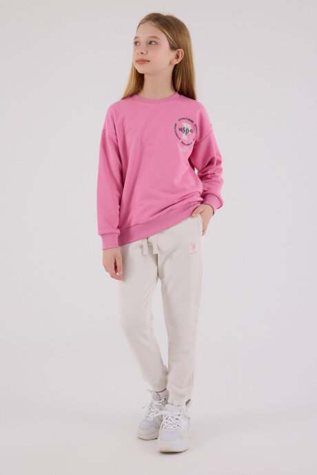 U.S. Polo Assn. Kız Çocuk Pamuklu Kışlık Regular Fit Pembe Eşofman Takımı US2313-C-V1 - 2