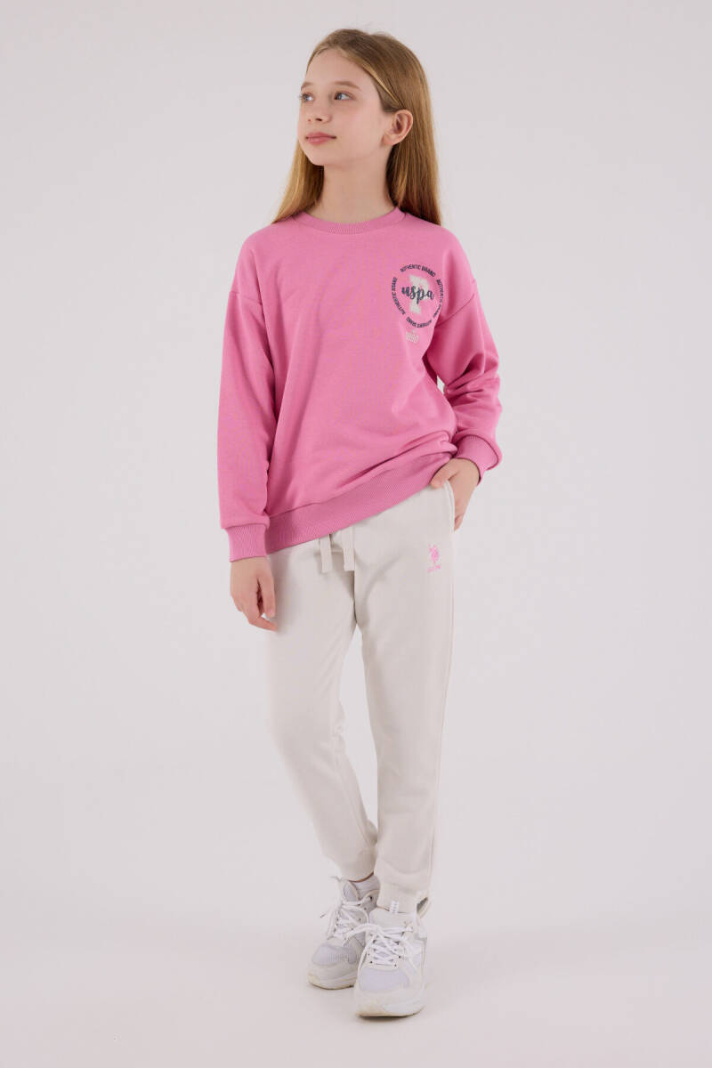 U.S. Polo Assn. Kız Çocuk Pamuklu Kışlık Regular Fit Pembe Eşofman Takımı US2313-C-V1 - 2