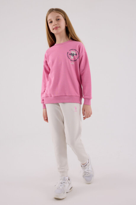U.S. Polo Assn. Kız Çocuk Pamuklu Kışlık Regular Fit Pembe Eşofman Takımı US2313-C-V1 - 3