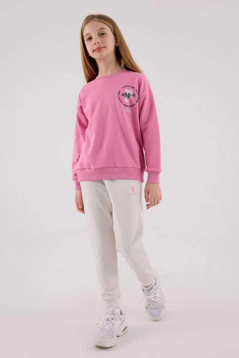 U.S. Polo Assn. Kız Çocuk Pamuklu Kışlık Regular Fit Pembe Eşofman Takımı US2313-C-V1 - 3