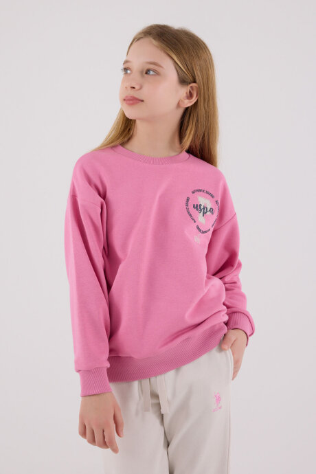 U.S. Polo Assn. Kız Çocuk Pamuklu Kışlık Regular Fit Pembe Eşofman Takımı US2313-C-V1 - 4