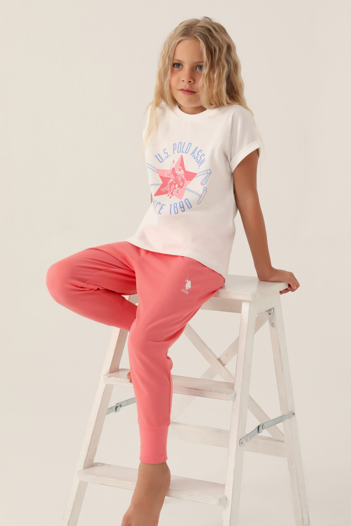 U.S. Polo Assn Kız Çocuk Krem Pijama Takımı