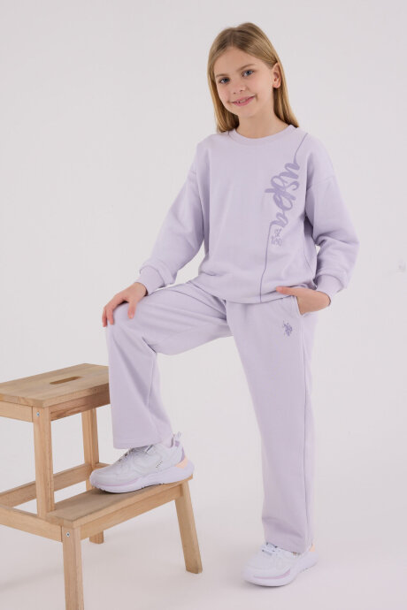 U.S. Polo Assn. Kız Çocuk Pamuklu Kışlık Regular Fit Mor Eşofman Takımı US2304-C-V2 - 1