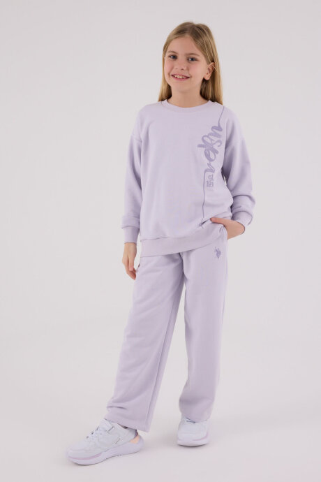 U.S. Polo Assn. Kız Çocuk Pamuklu Kışlık Regular Fit Mor Eşofman Takımı US2304-C-V2 - 2