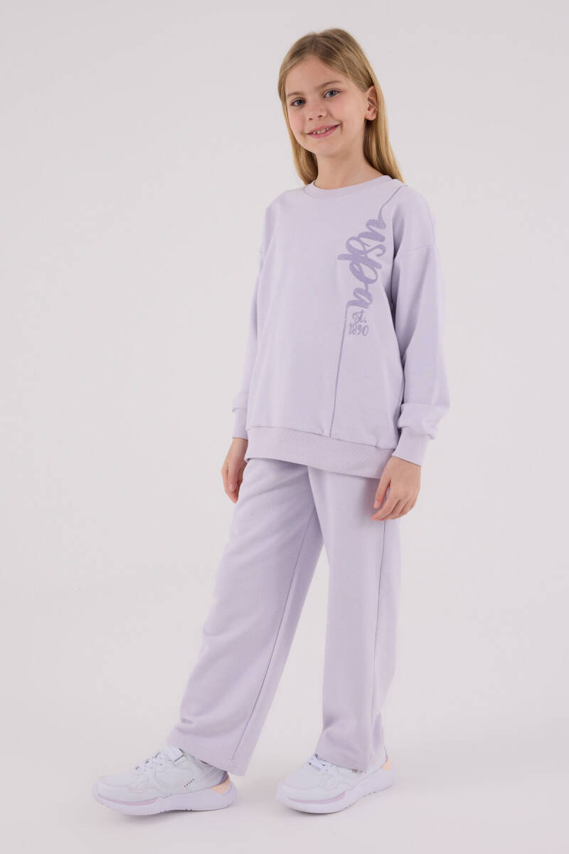 U.S. Polo Assn. Kız Çocuk Pamuklu Kışlık Regular Fit Mor Eşofman Takımı US2304-C-V2 - 3