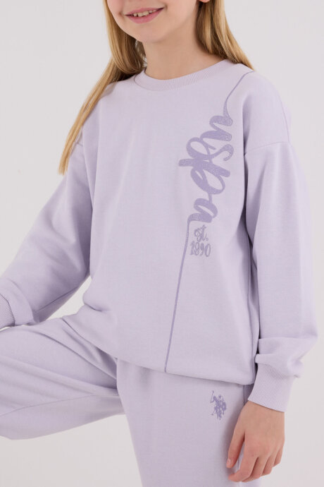 U.S. Polo Assn. Kız Çocuk Pamuklu Kışlık Regular Fit Mor Eşofman Takımı US2304-C-V2 - 4