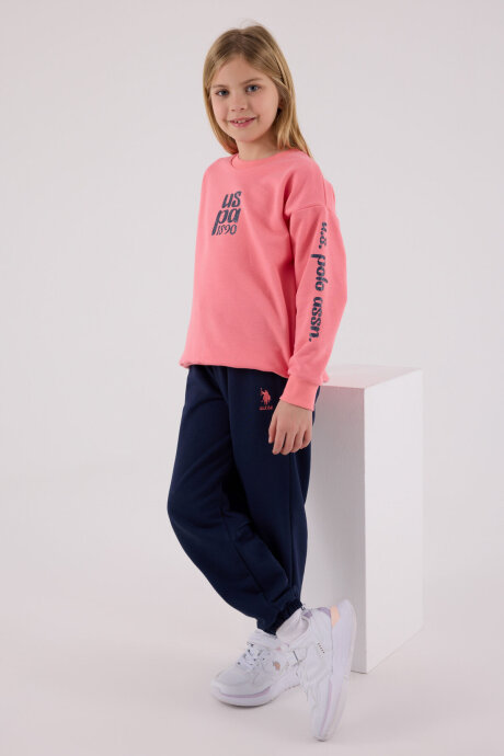 U.S. Polo Assn. Kız Çocuk Pamuklu Kışlık Regular Fit Pembe Eşofman Takımı US2308-C-V1 - 1