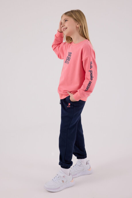 U.S. Polo Assn. Kız Çocuk Pamuklu Kışlık Regular Fit Pembe Eşofman Takımı US2308-C-V1 - 3