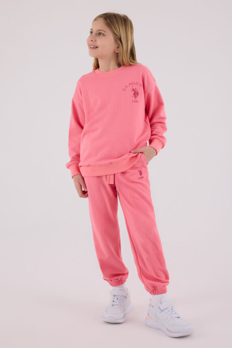 U.S. Polo Assn. Kız Çocuk Pamuklu Kışlık Regular Fit Pembe Eşofman Takımı US2310-C-V1 - 2