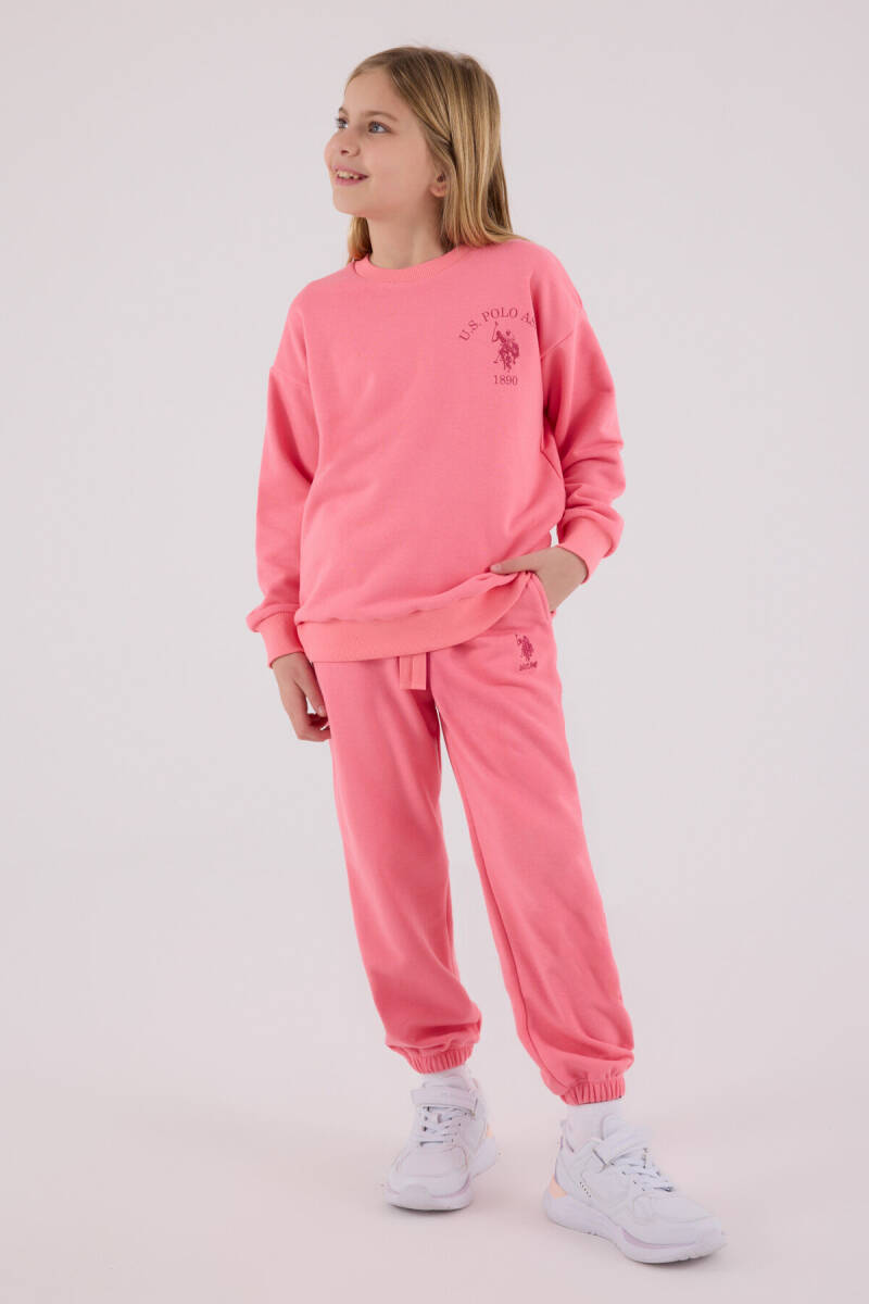 U.S. Polo Assn. Kız Çocuk Pamuklu Kışlık Regular Fit Pembe Eşofman Takımı US2310-C-V1 - 2