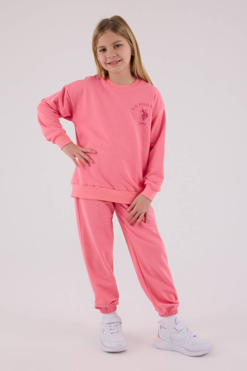 U.S. Polo Assn. Kız Çocuk Pamuklu Kışlık Regular Fit Pembe Eşofman Takımı US2310-C-V1 - 3