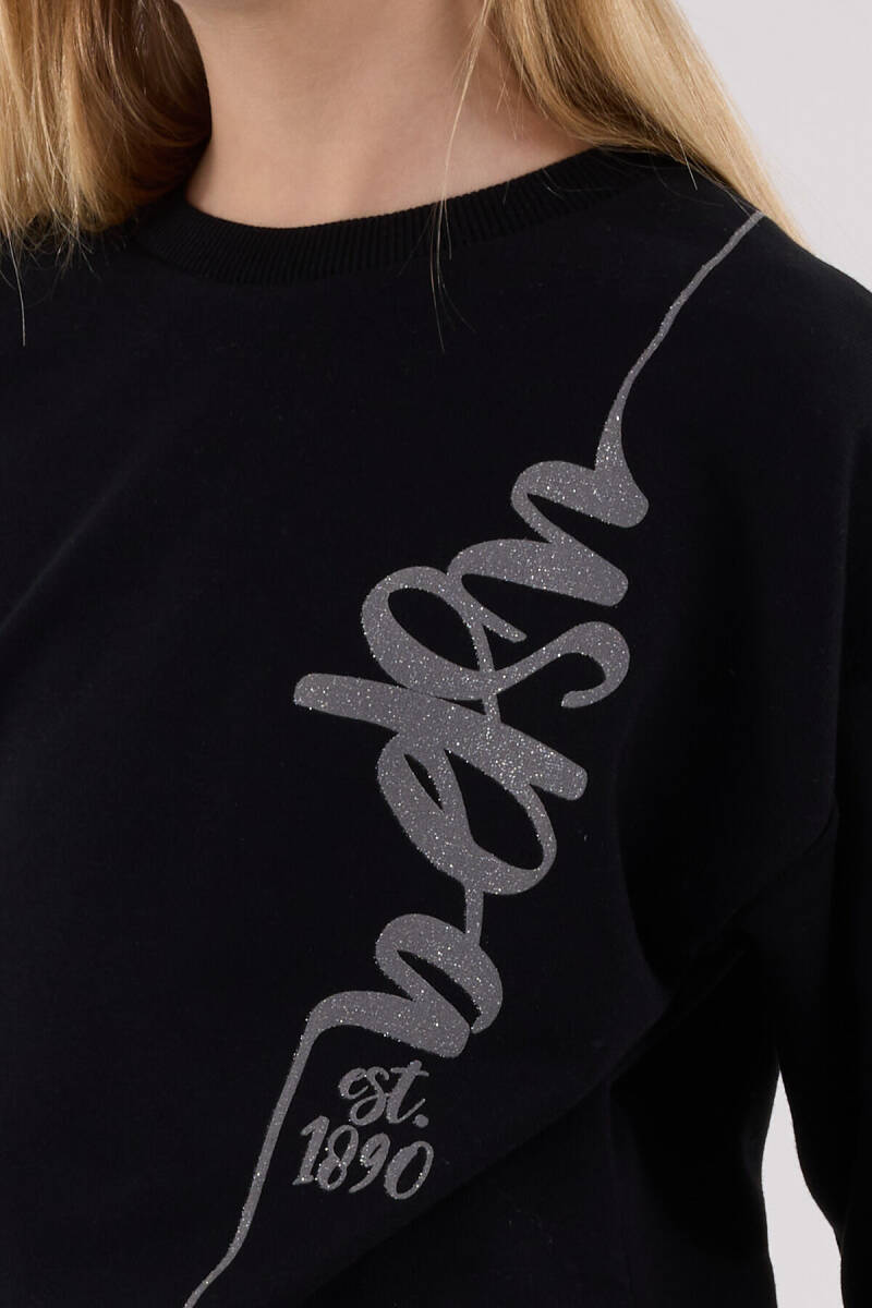 U.S. Polo Assn. Kız Çocuk Pamuklu Kışlık Regular Fit Siyah Eşofman Takımı US2304-C-V4 - 6