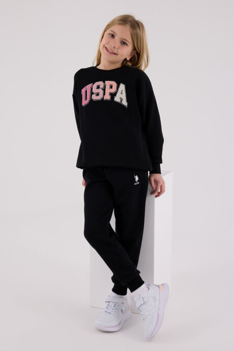 U.S. Polo Assn. Kız Çocuk Pamuklu Kışlık Regular Fit Siyah Eşofman Takımı US2306-C-V2 - 2