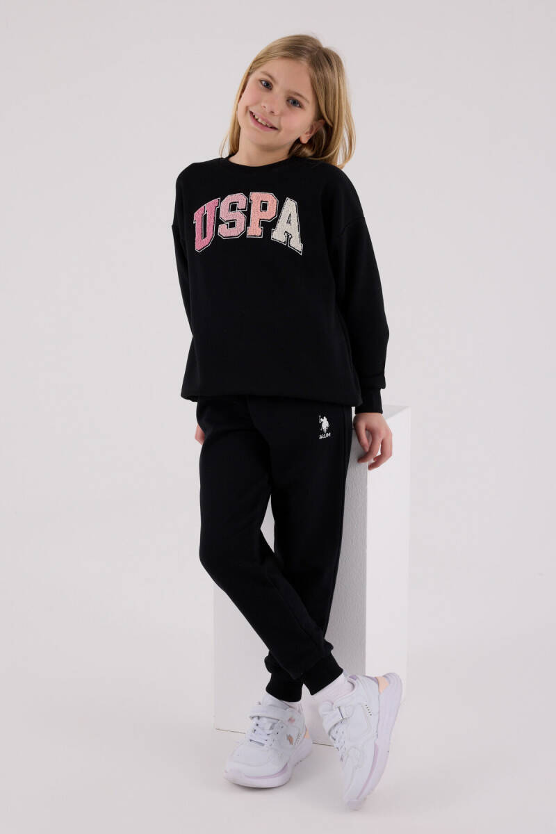 U.S. Polo Assn. Kız Çocuk Pamuklu Kışlık Regular Fit Siyah Eşofman Takımı US2306-C-V2 - 2