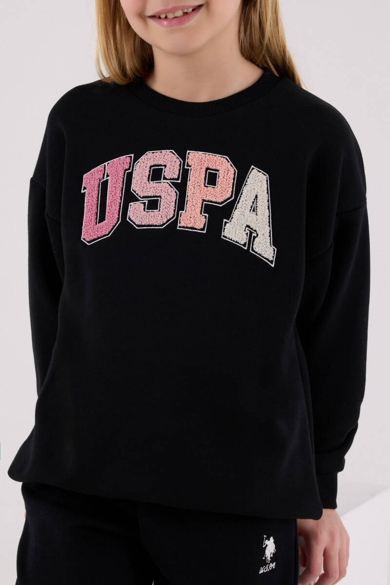 U.S. Polo Assn. Kız Çocuk Pamuklu Kışlık Regular Fit Siyah Eşofman Takımı US2306-C-V2 - 4