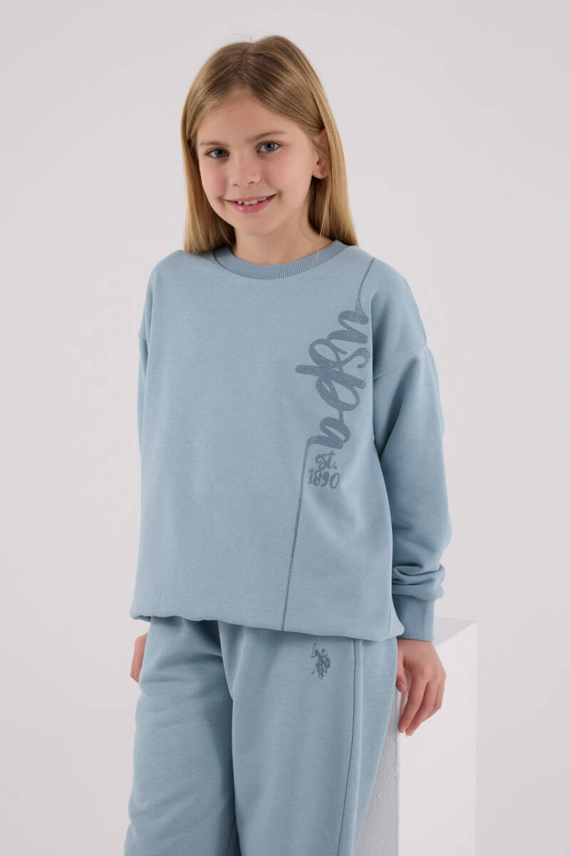 U.S. Polo Assn. Kız Çocuk Pamuklu Kışlık Regular Fit Yeşil Eşofman Takımı US2304-C-V3 - 4