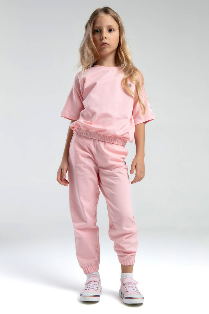 U.S. Polo Assn. Kız Çocuk Pembe Kısa Kol Pijama Takım