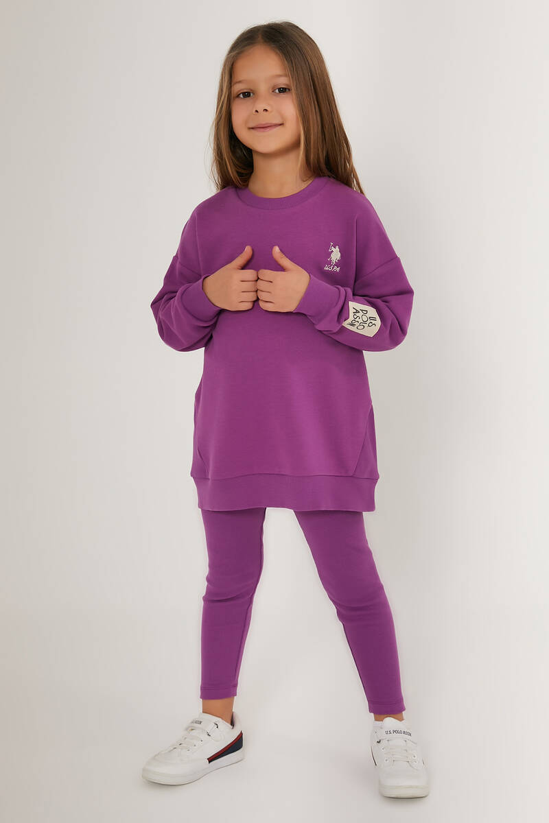 U.S. Polo Assn Shiny Girl Mor Kız Çocuk Uzun Kol Pijama Takım U.S. Polo Assn Shiny Girl Mor Kız Çocuk Uzun Kol Pijama Takım