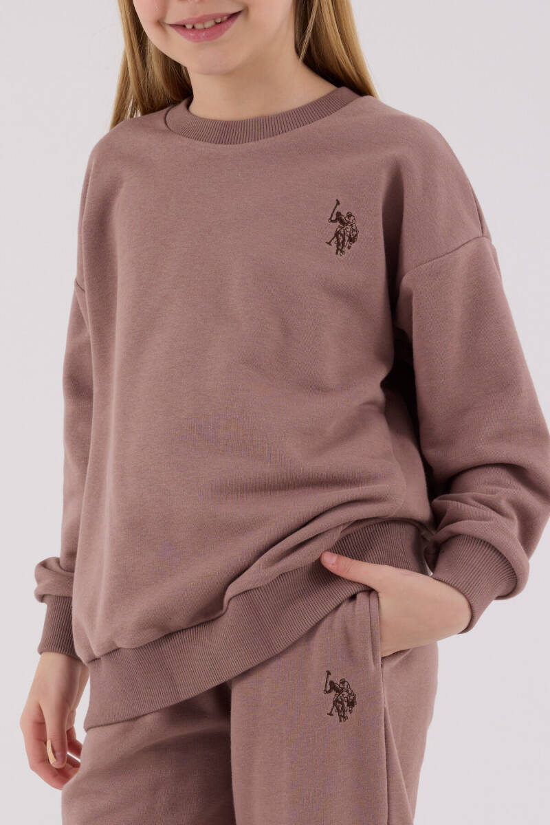 U.S. Polo Assn. Kız Çocuk Pamuklu Kışlık Regular Fit Kahverengi Eşofman Takımı US2301-C-V5 - 4