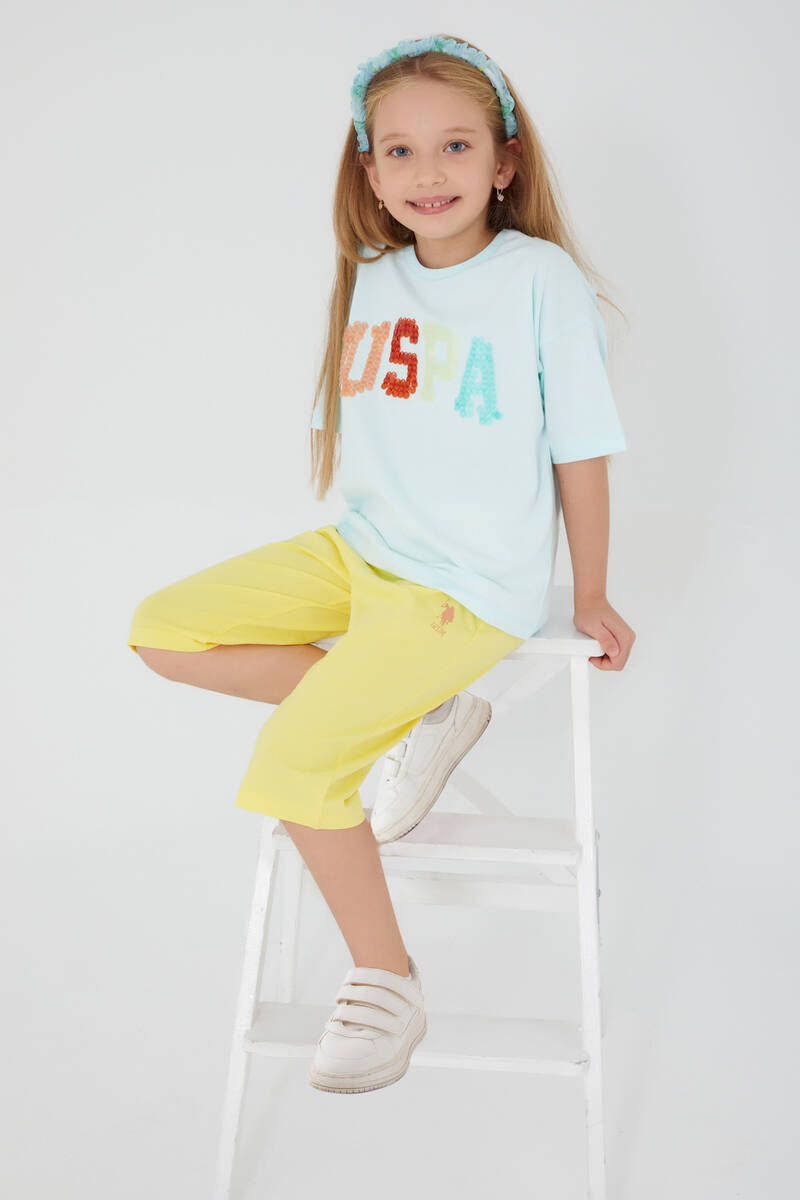 U.S. Polo Assn Round Font Color Krem Kız Çocuk Kapri Takım