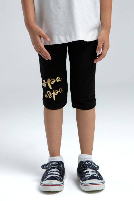 U.S. Polo Assn. Kız Çocuk Bisiklet Yaka Pigment Baskılı Yazlık Regular Fit Beyaz Tayt Takım US2081-C-V1 - 4