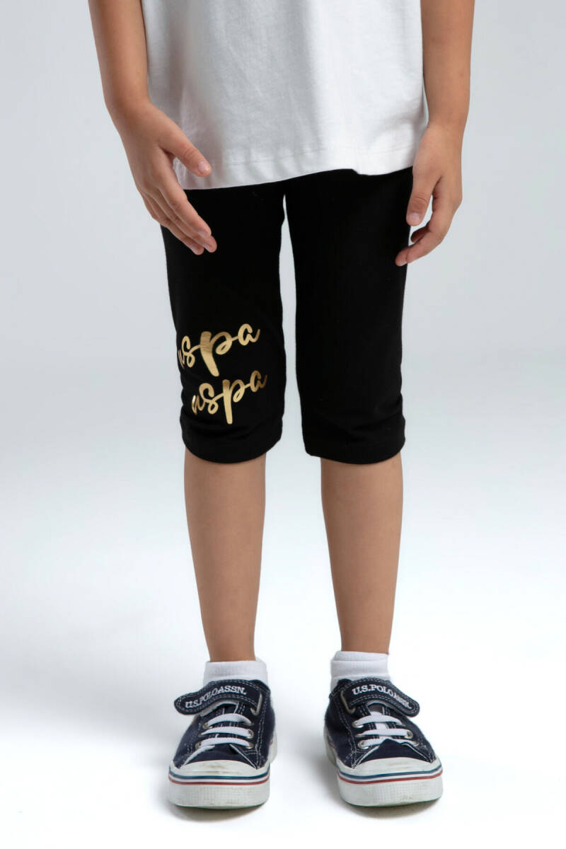 U.S. Polo Assn. Kız Çocuk Bisiklet Yaka Pigment Baskılı Yazlık Regular Fit Beyaz Tayt Takım US2081-C-V1 - 4