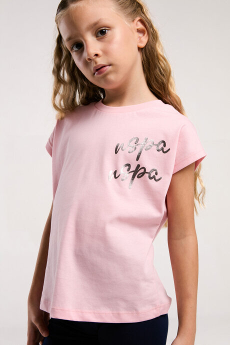 U.S. Polo Assn. Kız Çocuk Bisiklet Yaka Pigment Baskılı Yazlık Regular Fit Pembe Tayt Takım US2081-C-V2 (1)