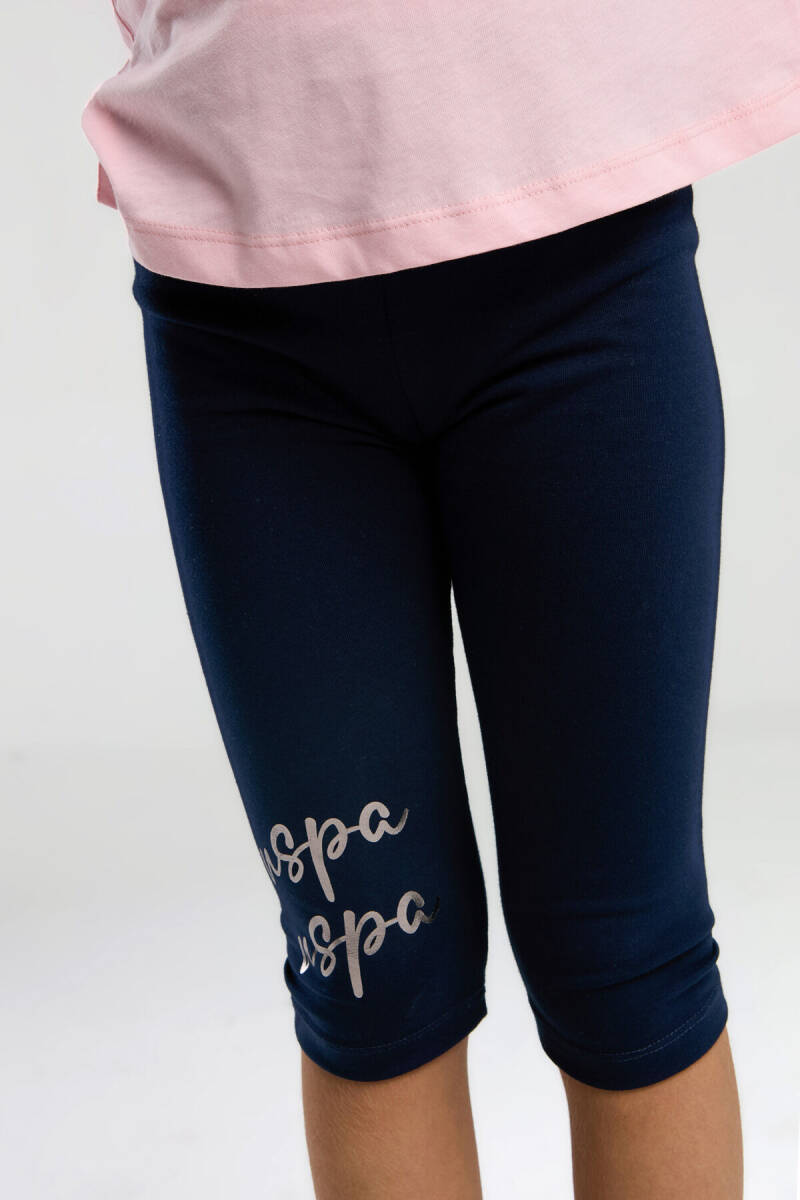 U.S. Polo Assn. Kız Çocuk Bisiklet Yaka Pigment Baskılı Yazlık Regular Fit Pembe Tayt Takım US2081-C-V2 - 4