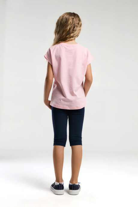 U.S. Polo Assn. Kız Çocuk Bisiklet Yaka Pigment Baskılı Yazlık Regular Fit Pembe Tayt Takım US2081-C-V2 - 5