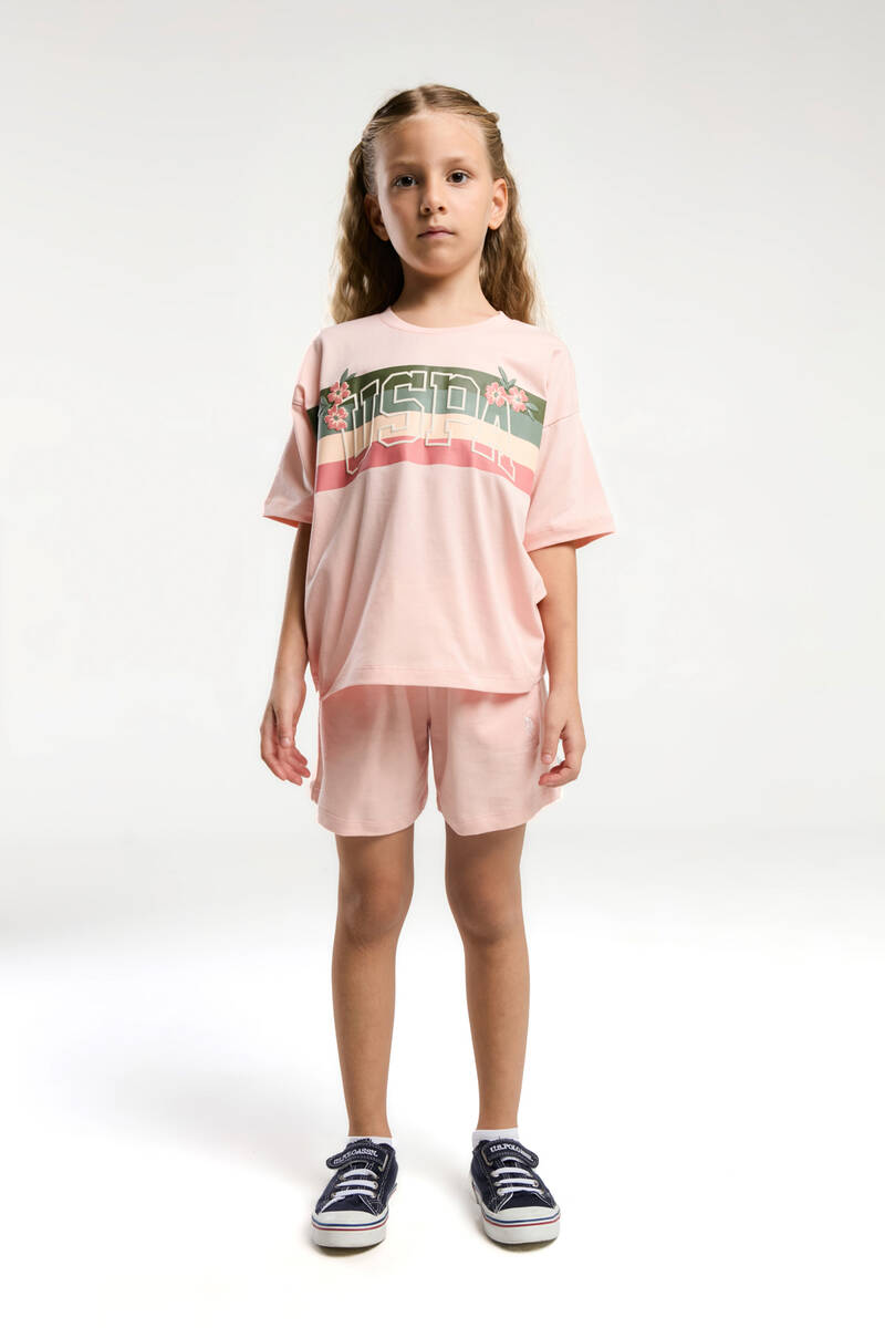 U.S. Polo Assn. Kız Çocuk Pembe Şort Takım U.S. Polo Assn. Kız Çocuk Pembe Şort Takım