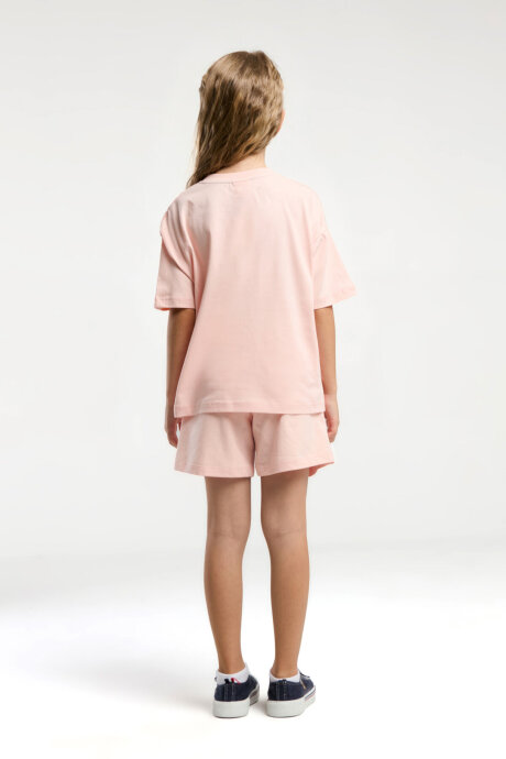 U.S. Polo Assn. Kız Çocuk Pamuklu Bisiklet Yaka Pigment Baskılı Yazlık Regular Fit Pembe Şort Takım US2071-C-V1 - 5