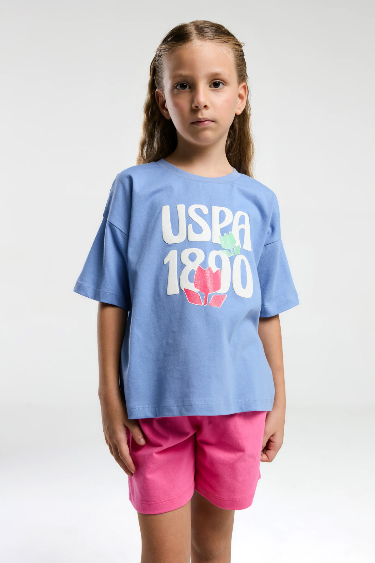 U.S. Polo Assn Kız Çocuk Mavi Şort Takım 
